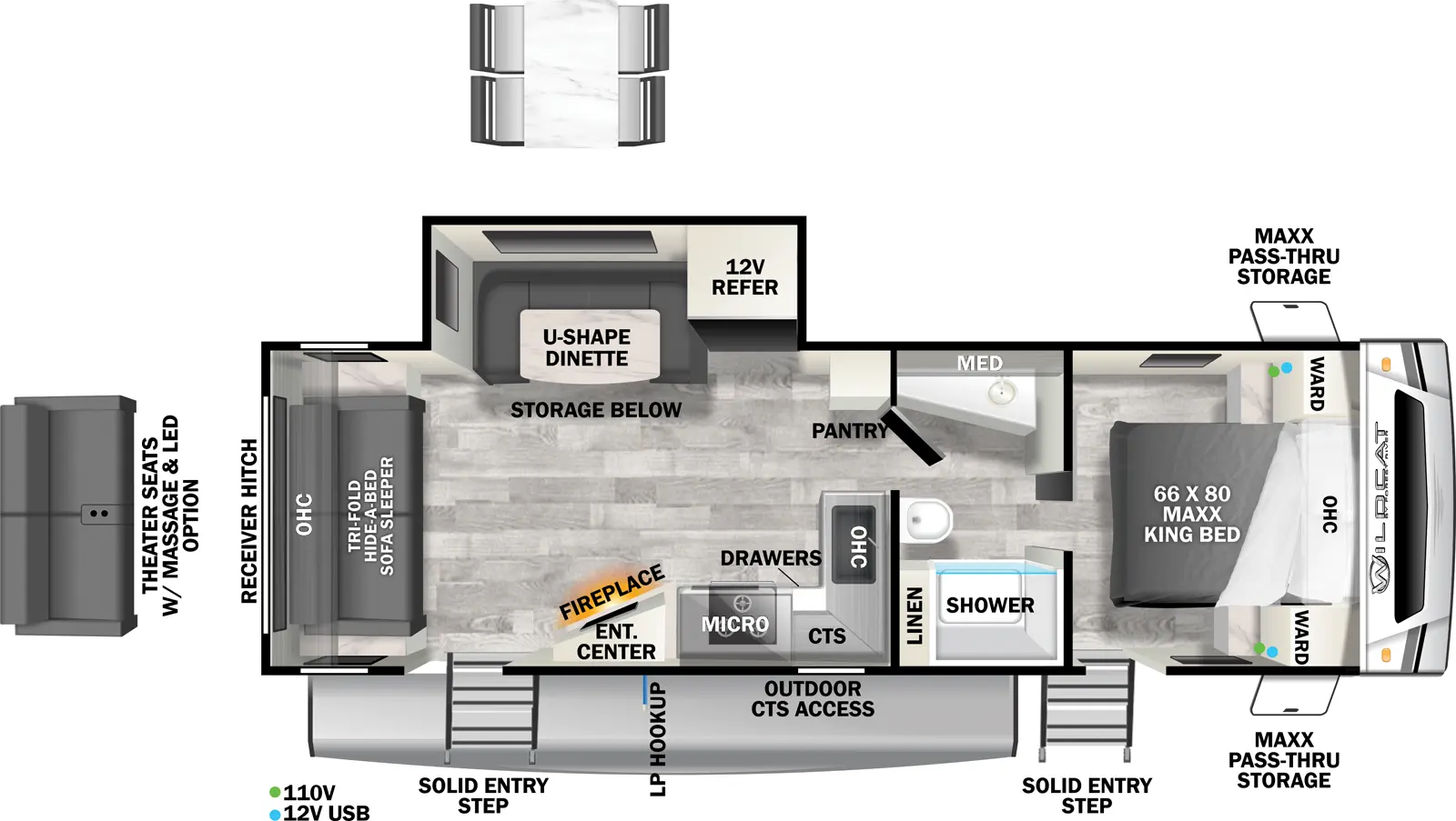 Wildcat Travel Trailers 263RSX - ONE - DSO Floorplan